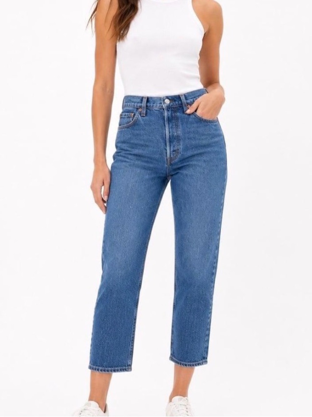 Levi’s Women’s Premium Ribcage Ankle Straight Denim Jeans Button Fly Size 27